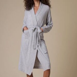 KIP SLEEPWEAR Pure Cashmere Long Robe in Dove Grey Women's Robe NEW